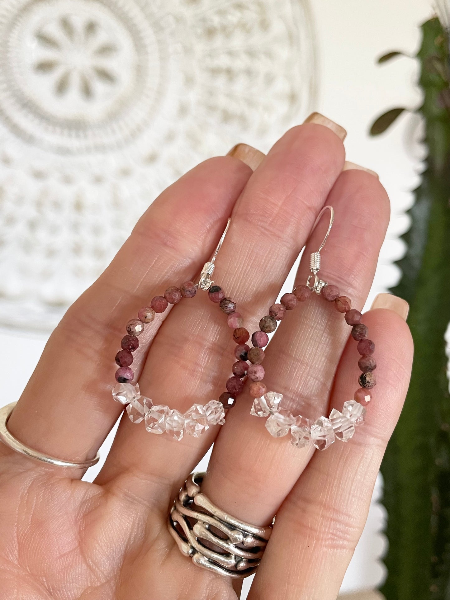 Herkimer \Rhodonite Earrings