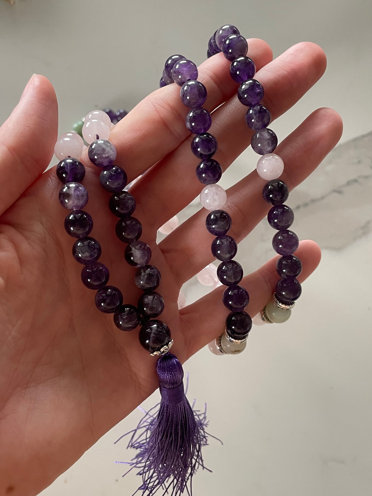 Amethyst & Rose Quartz ~ Mala/Prayer Beads