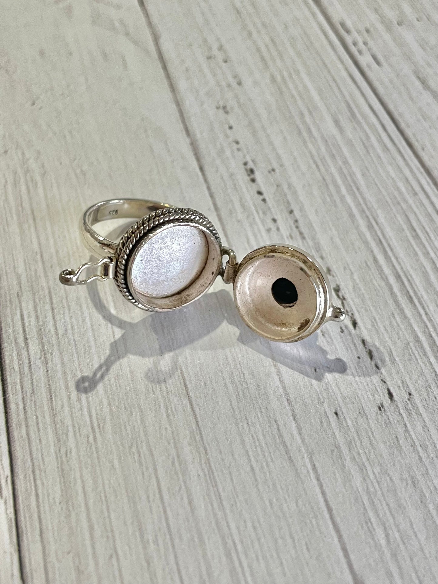 Black Onyx ~ Poison Locket Ring ~ size 8