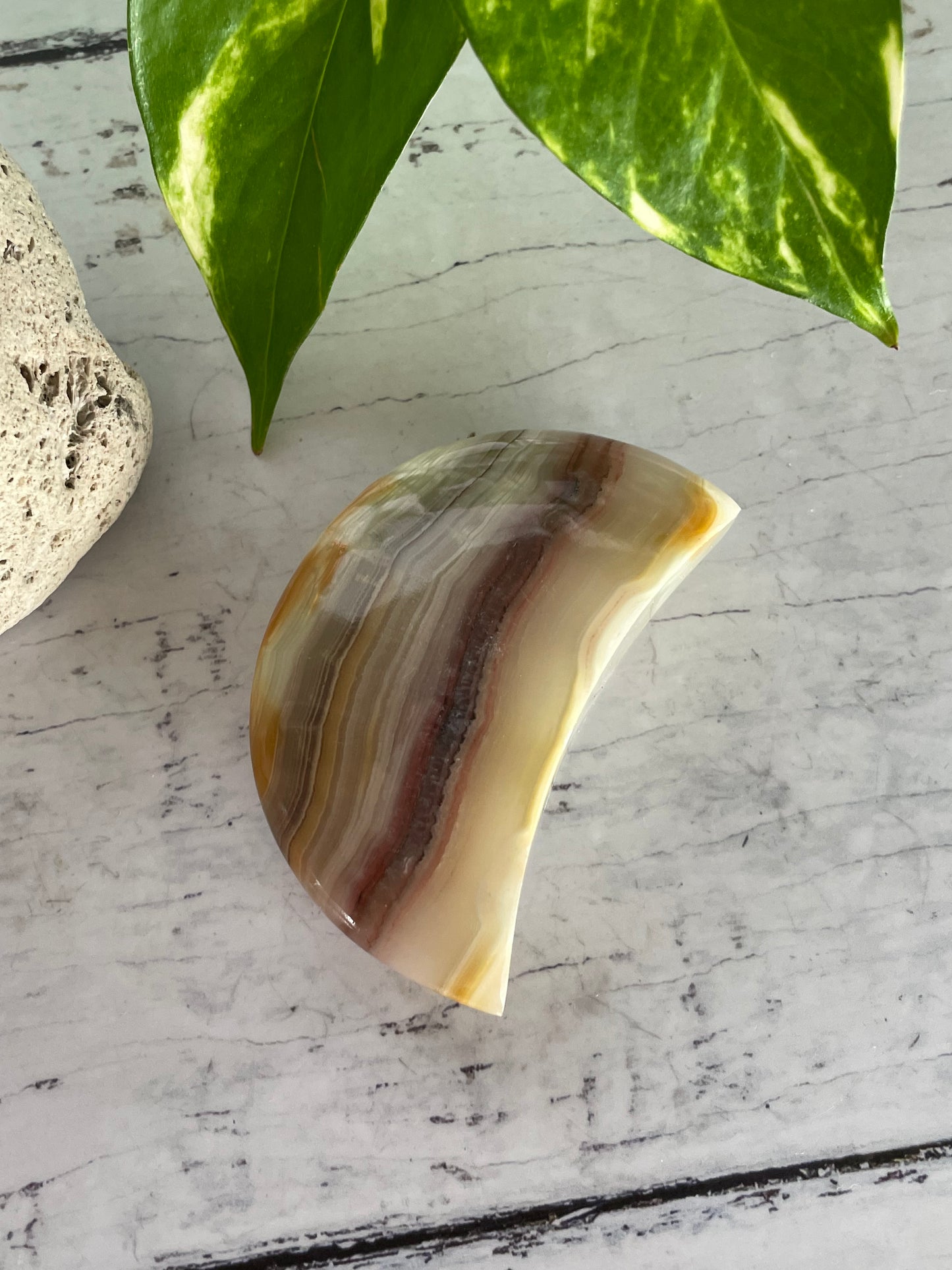 Pink Banded Onyx Moon