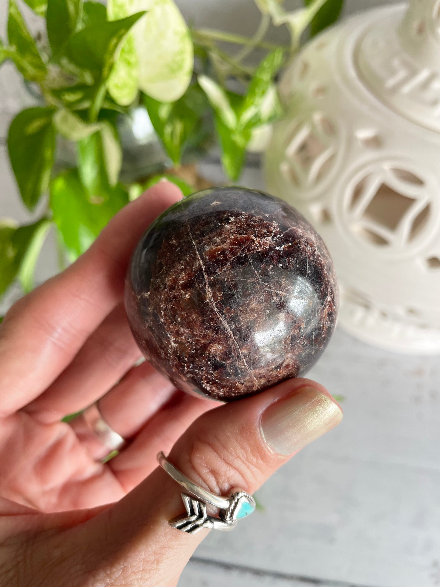 Garnet Sphere Includes Wooden Holder