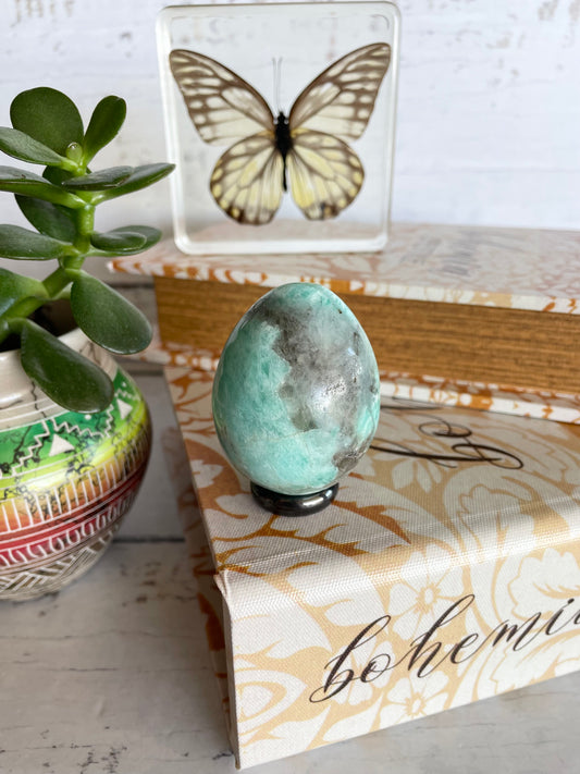 Amazonite Egg Includes Hematite Ring