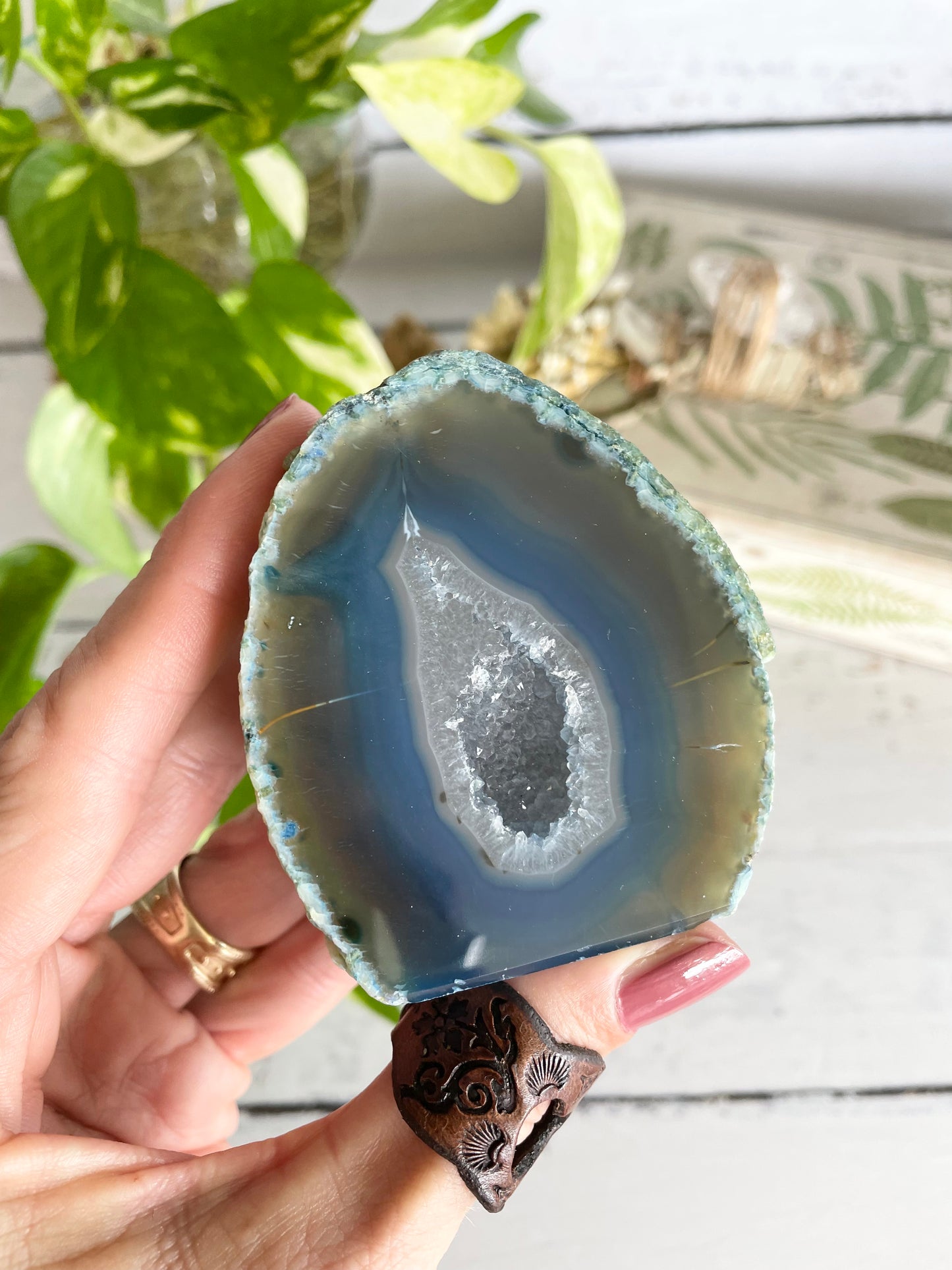 Agate Druzy Geode ~ Blue