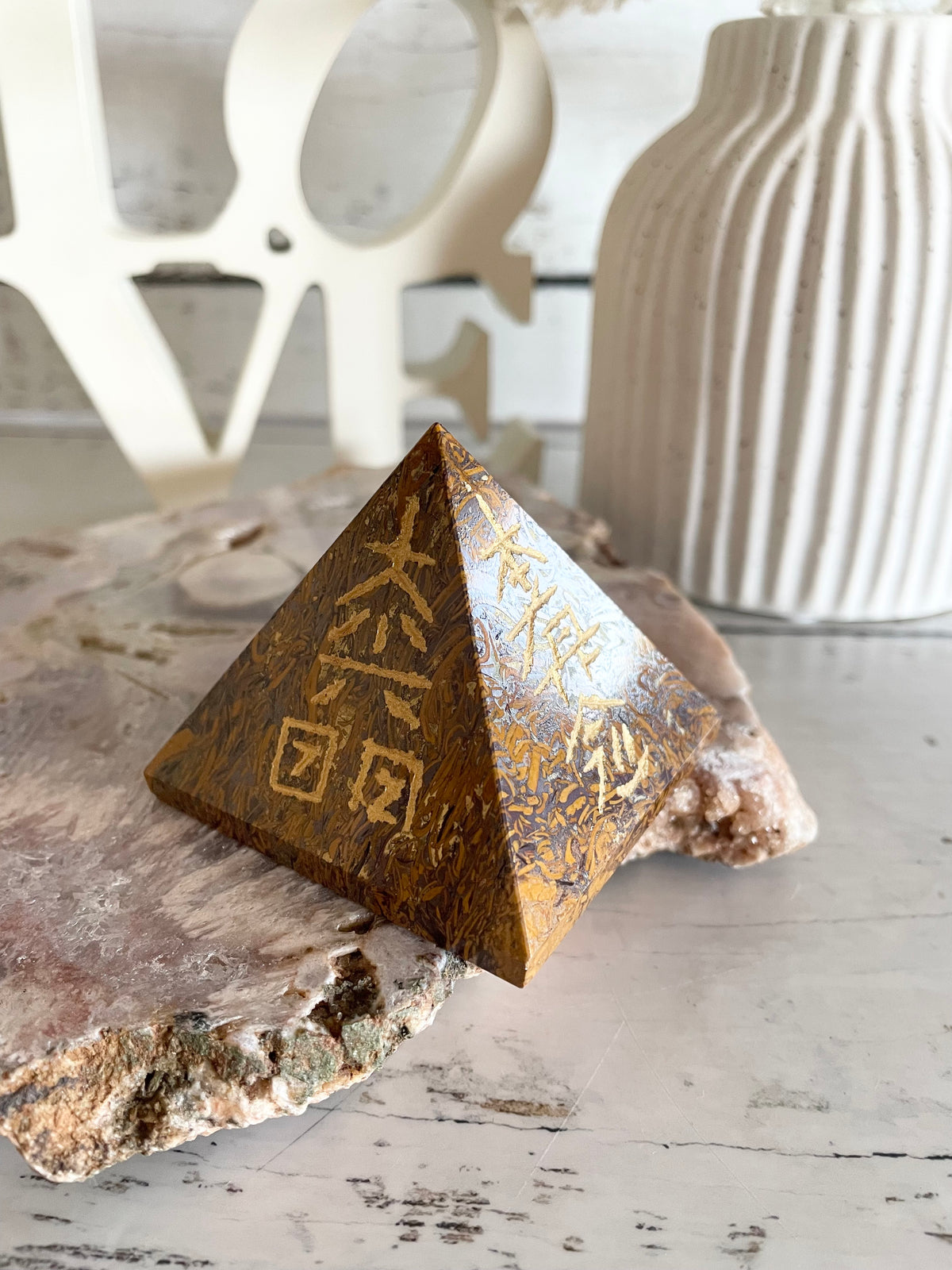 Calligraphy Jasper Reiki Pyramid