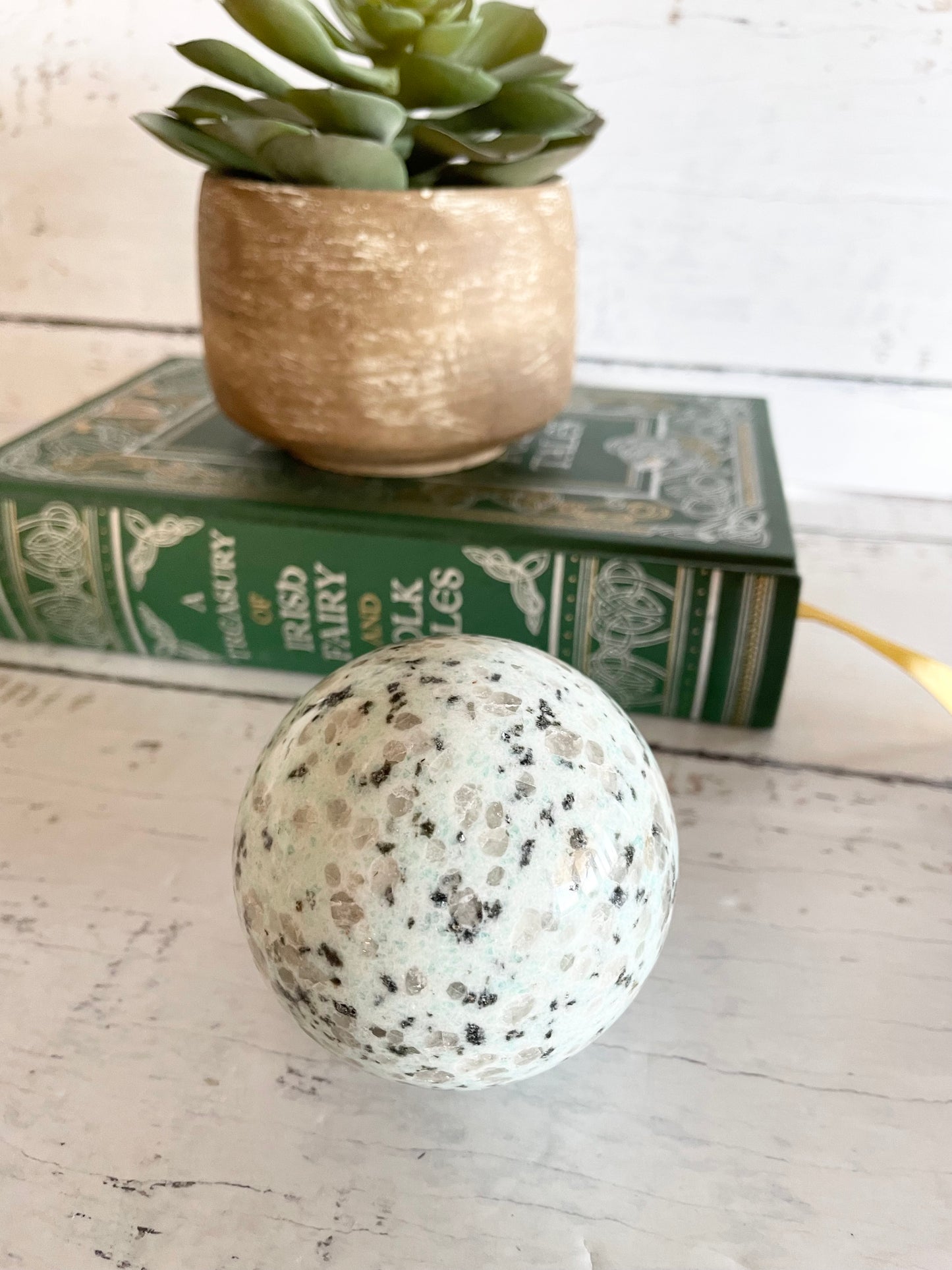 Kiwi Jasper Sphere Includes Wooden Holder