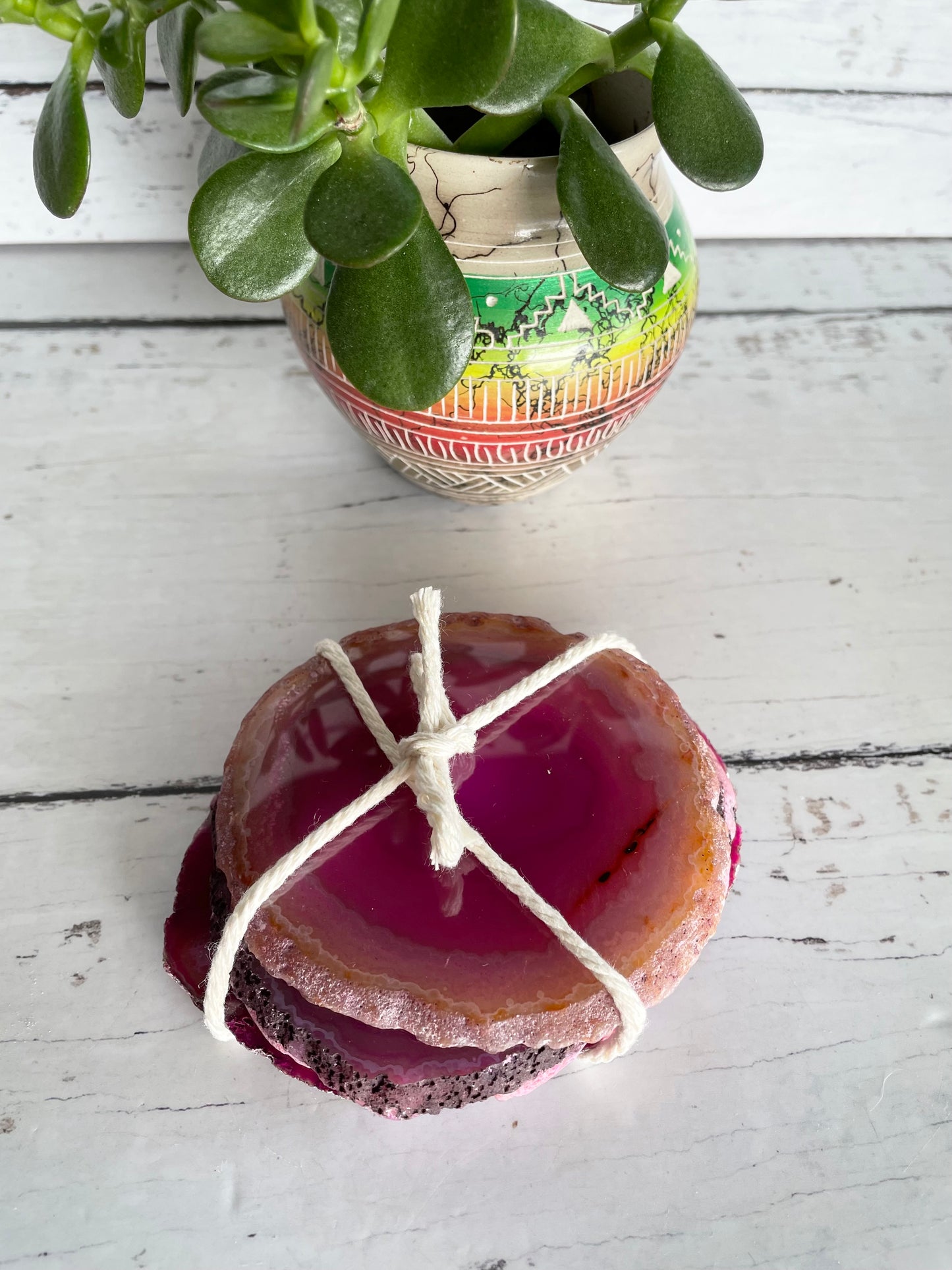 Agate Slice Coasters ~ Pink