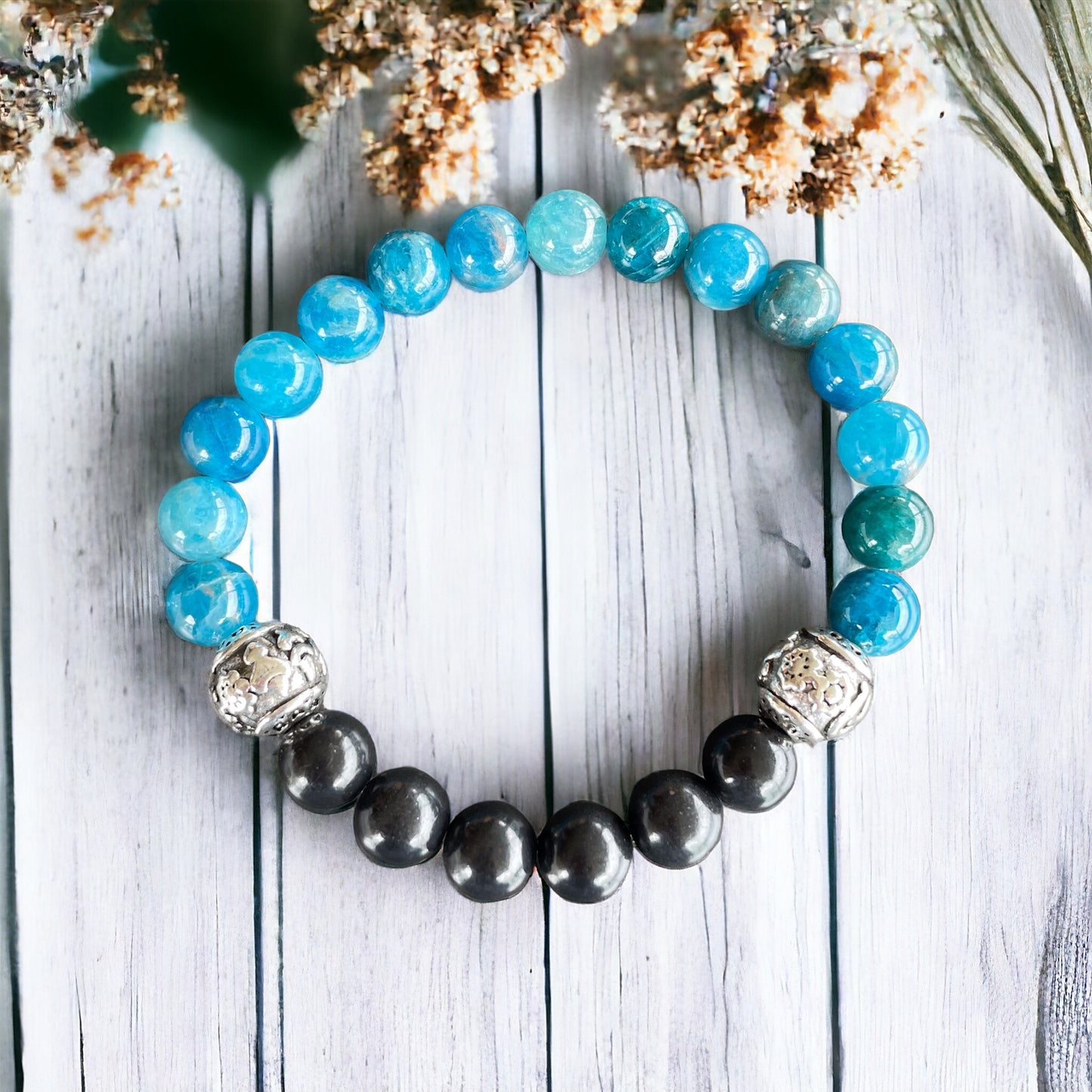 Shungite & Apatite Healing Bracelet ~ VITALITY