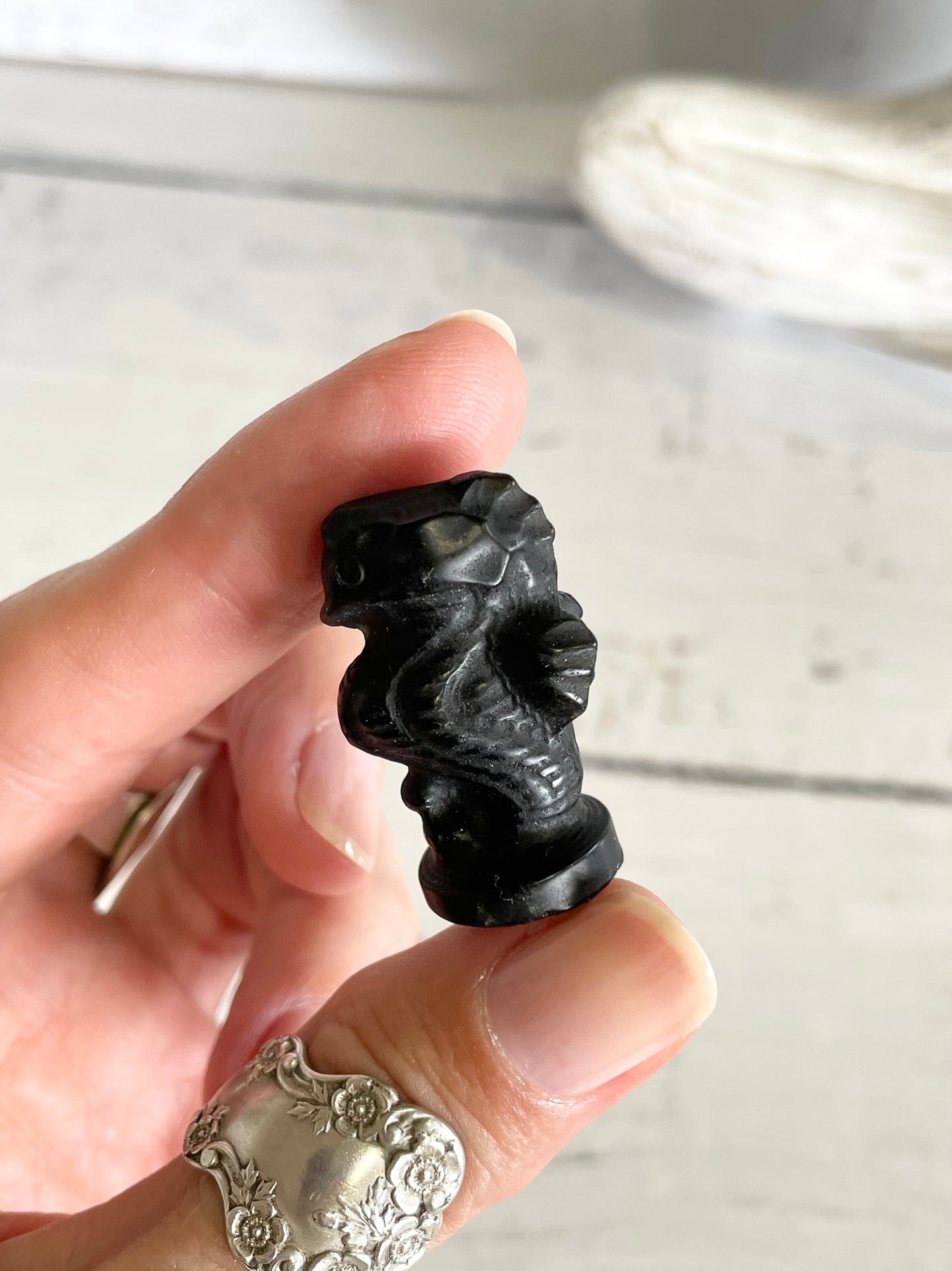 Sea Horse ~ Black Obsidian