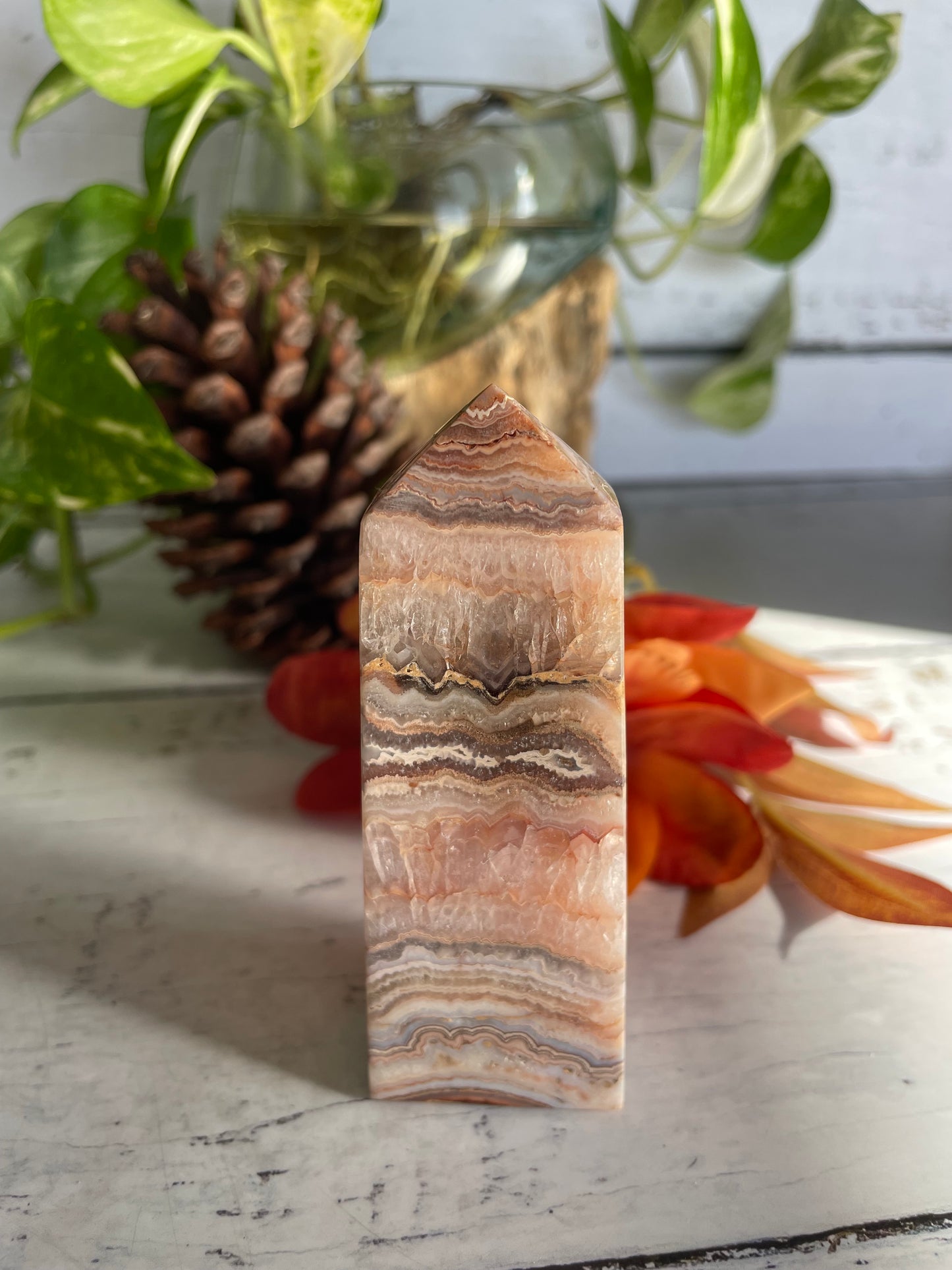 Pink Crazy Lace Agate Obelisk