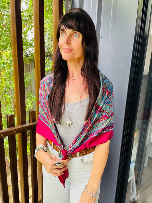 Scarf/Shawl - Fuschia Paisley