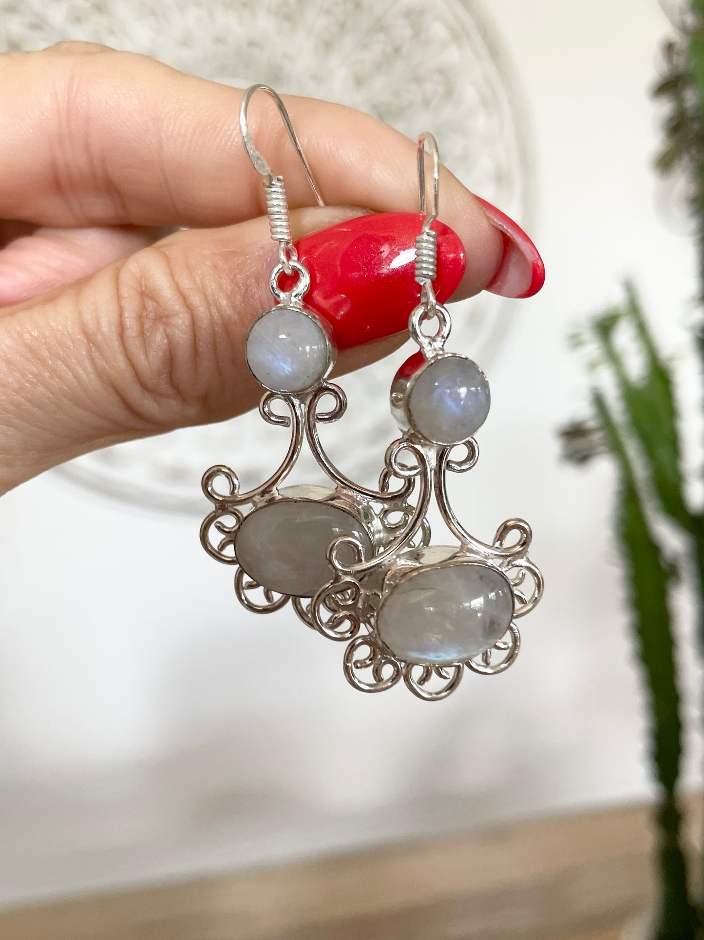Rainbow Moonstone Dangles