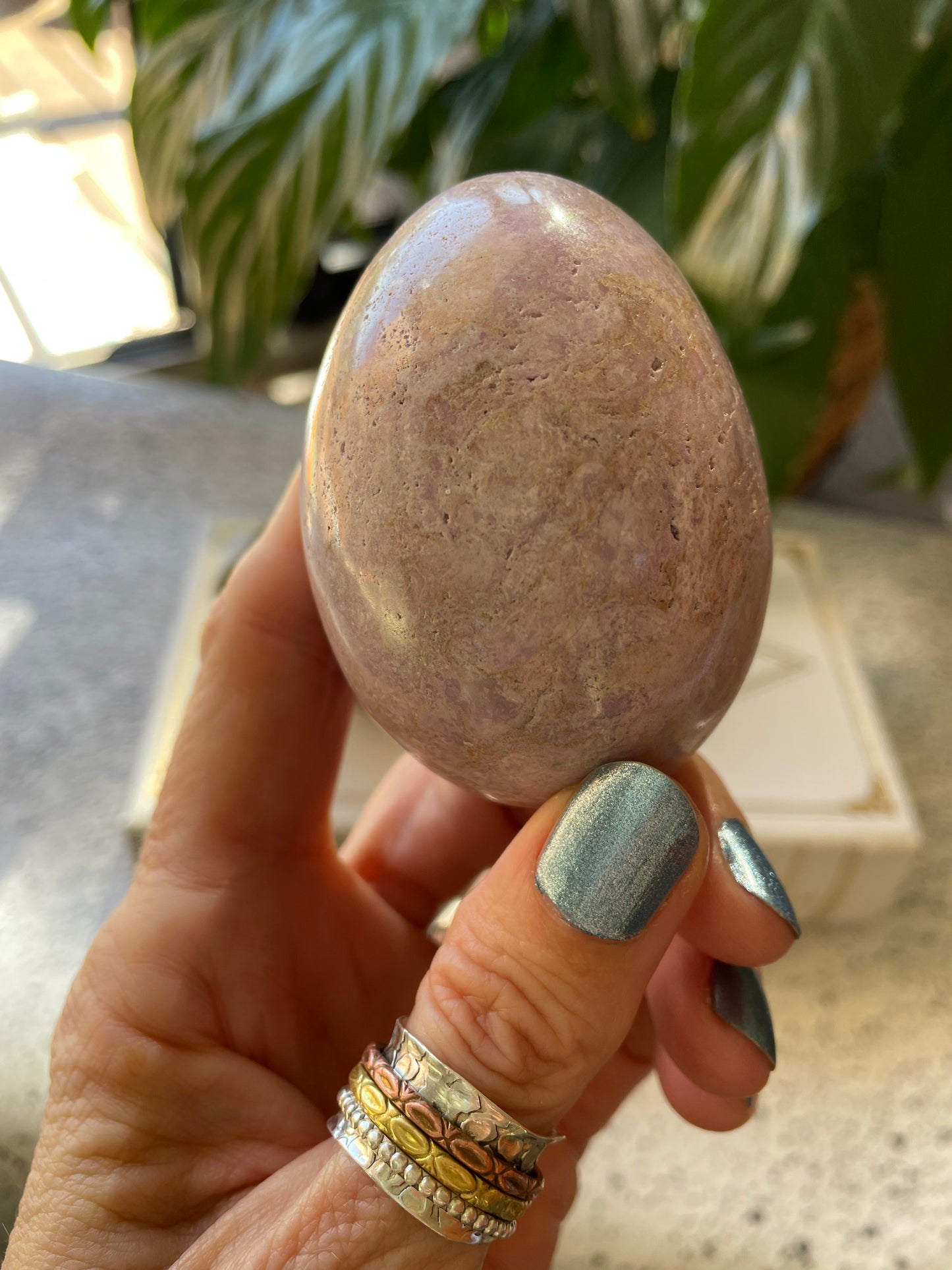 Phosphosiderite/Hope Stone Egg Includes Hematite Ring