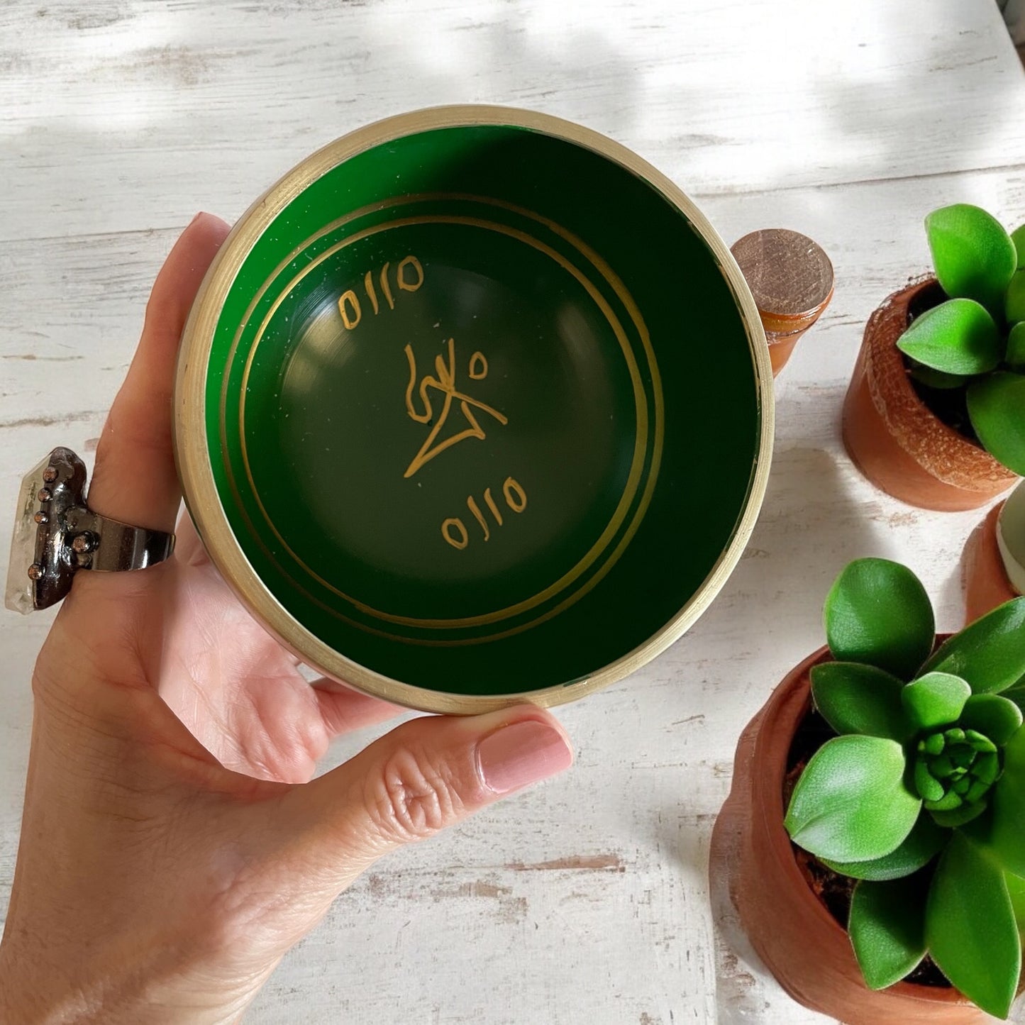 Brass Singing Bowl ~ Green