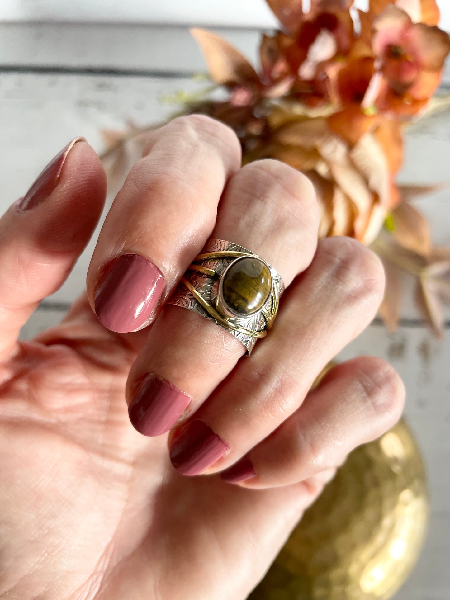 Tigers Eye Silver Ring