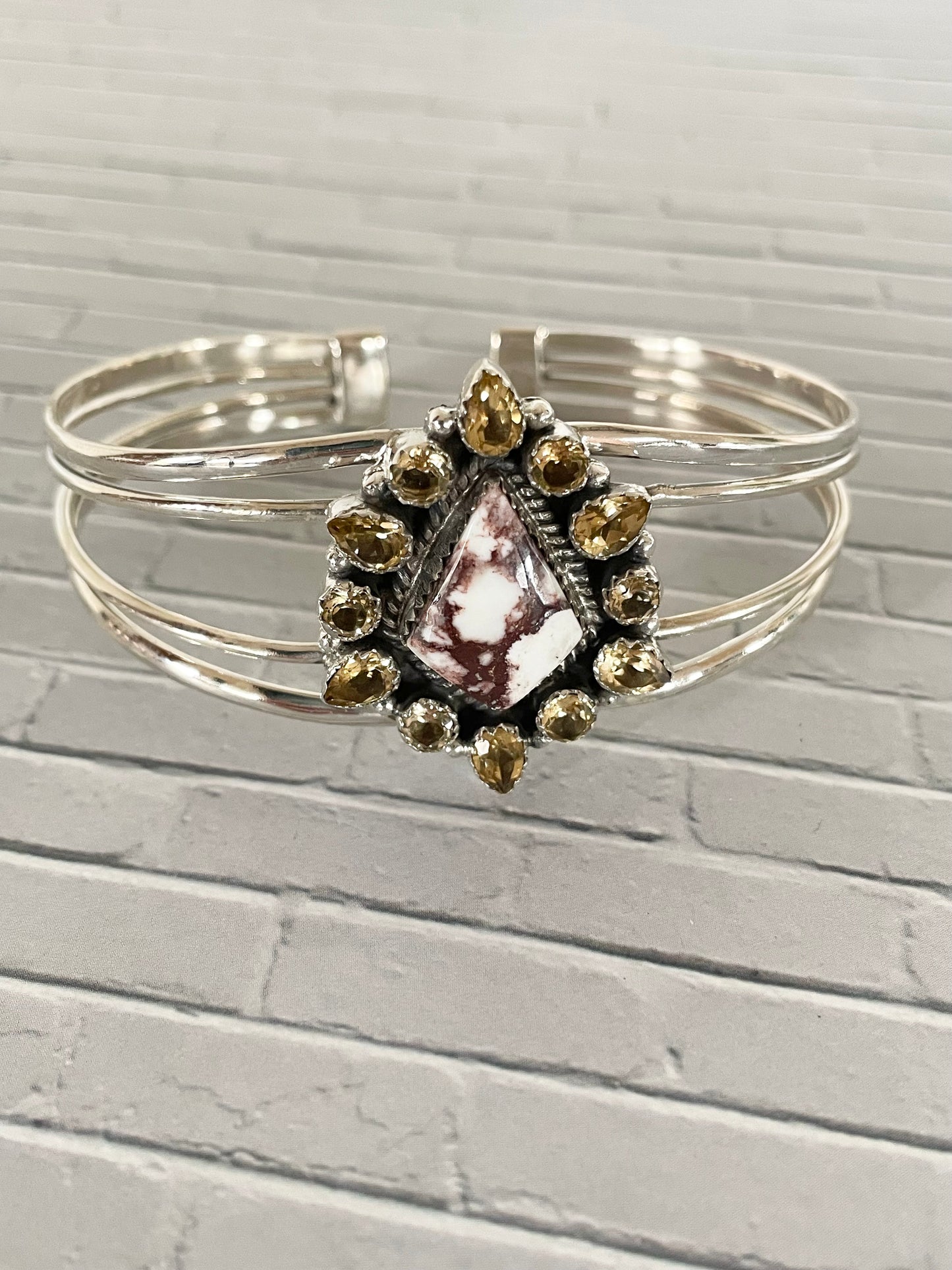 Wild Horse Turquoise & Citrine Cuff Sterling silver