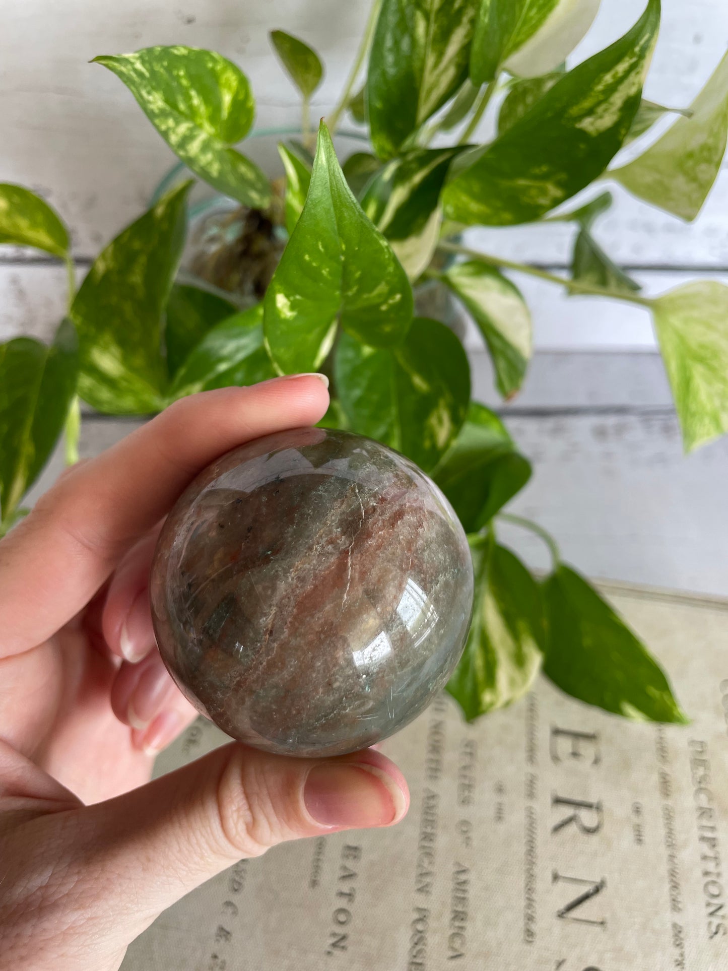 Bloodstone Sphere Includes Wooden Holder