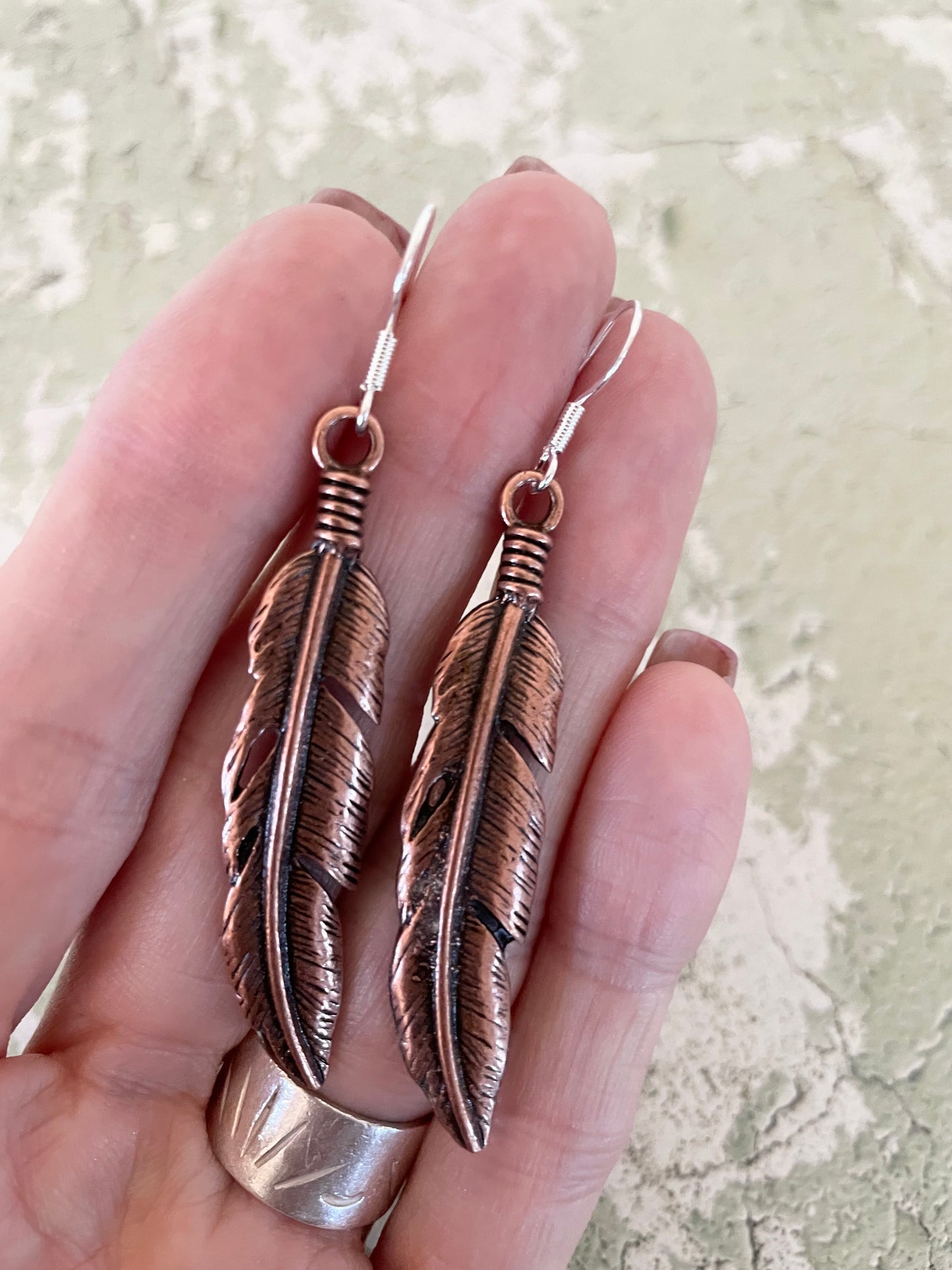 Copper Dangles - Feather Blessings