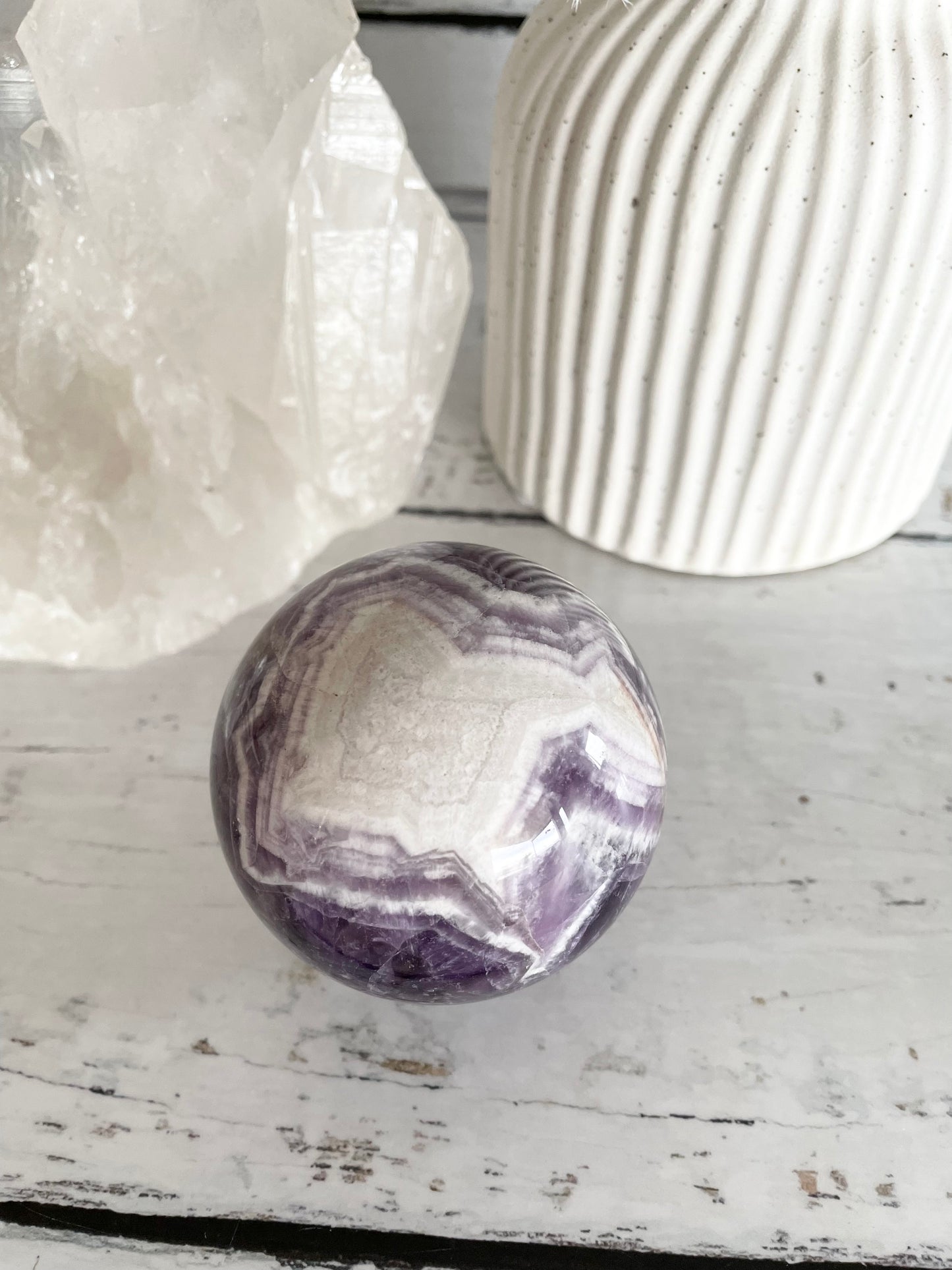 Chevron Dream Amethyst Sphere Includes Holder