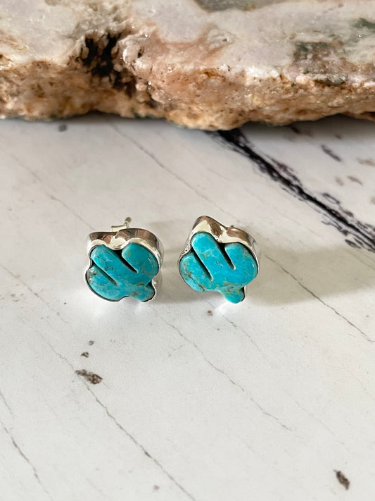 Kingman Turquoise ~ Arizona Cactus Studs