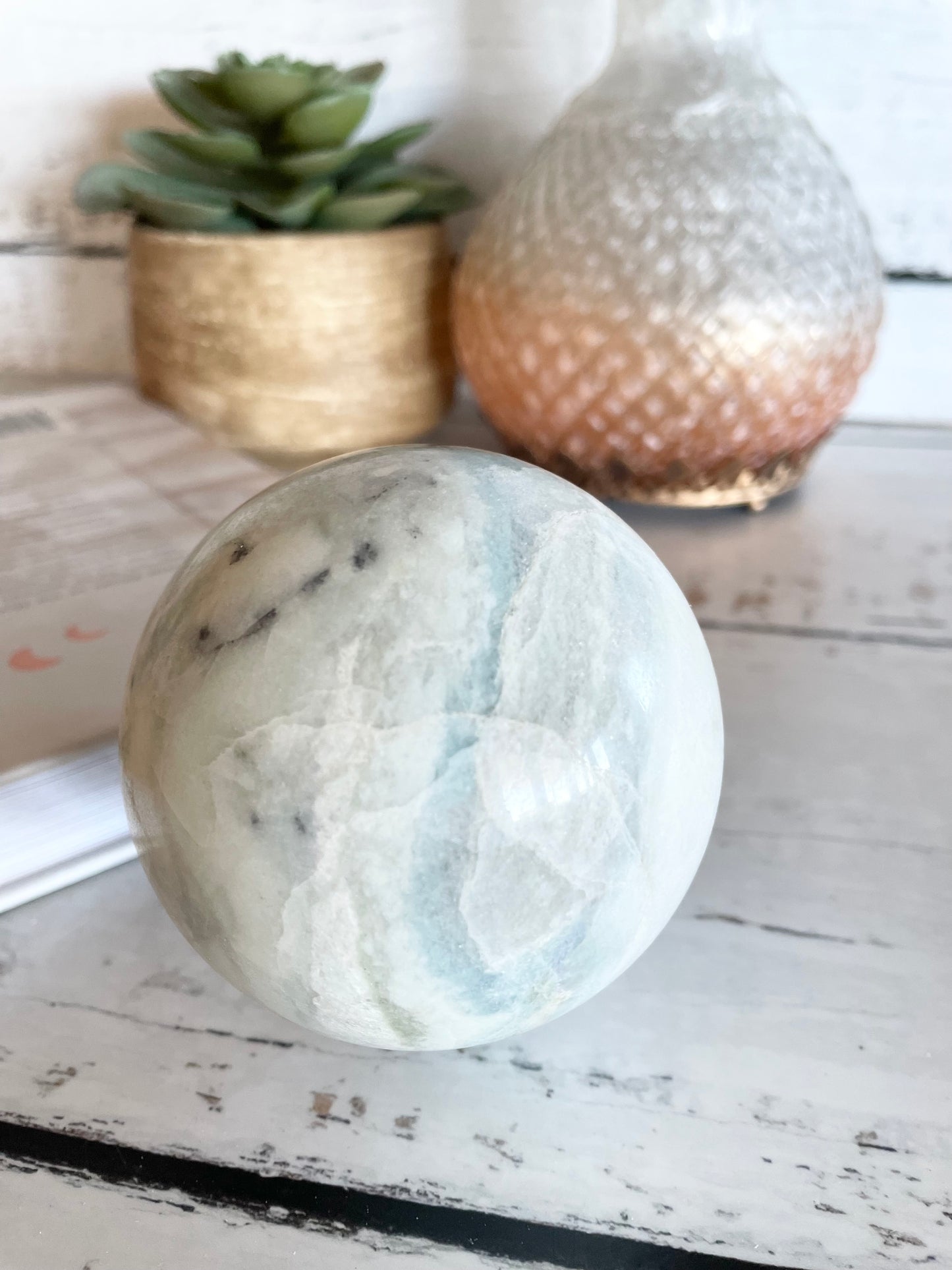 Carribean Calcite Sphere includes holder