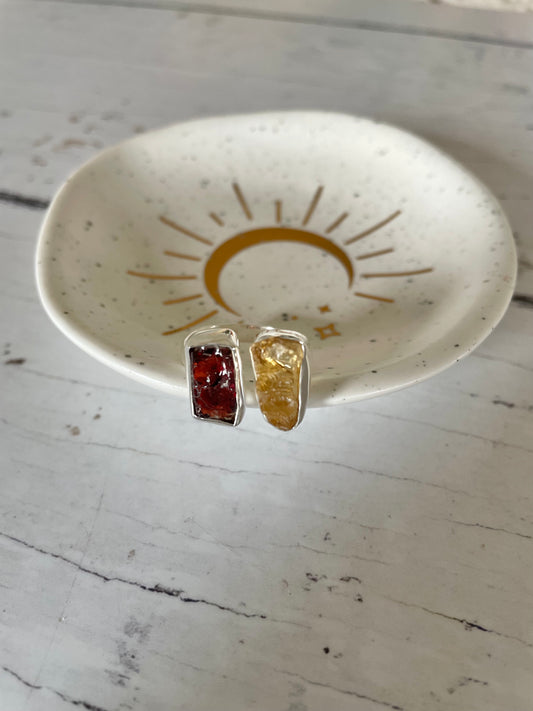 Garnet & Citrine Ring ~ Size 8-9