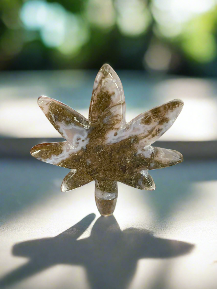 Moss Agate Hemp Leaf