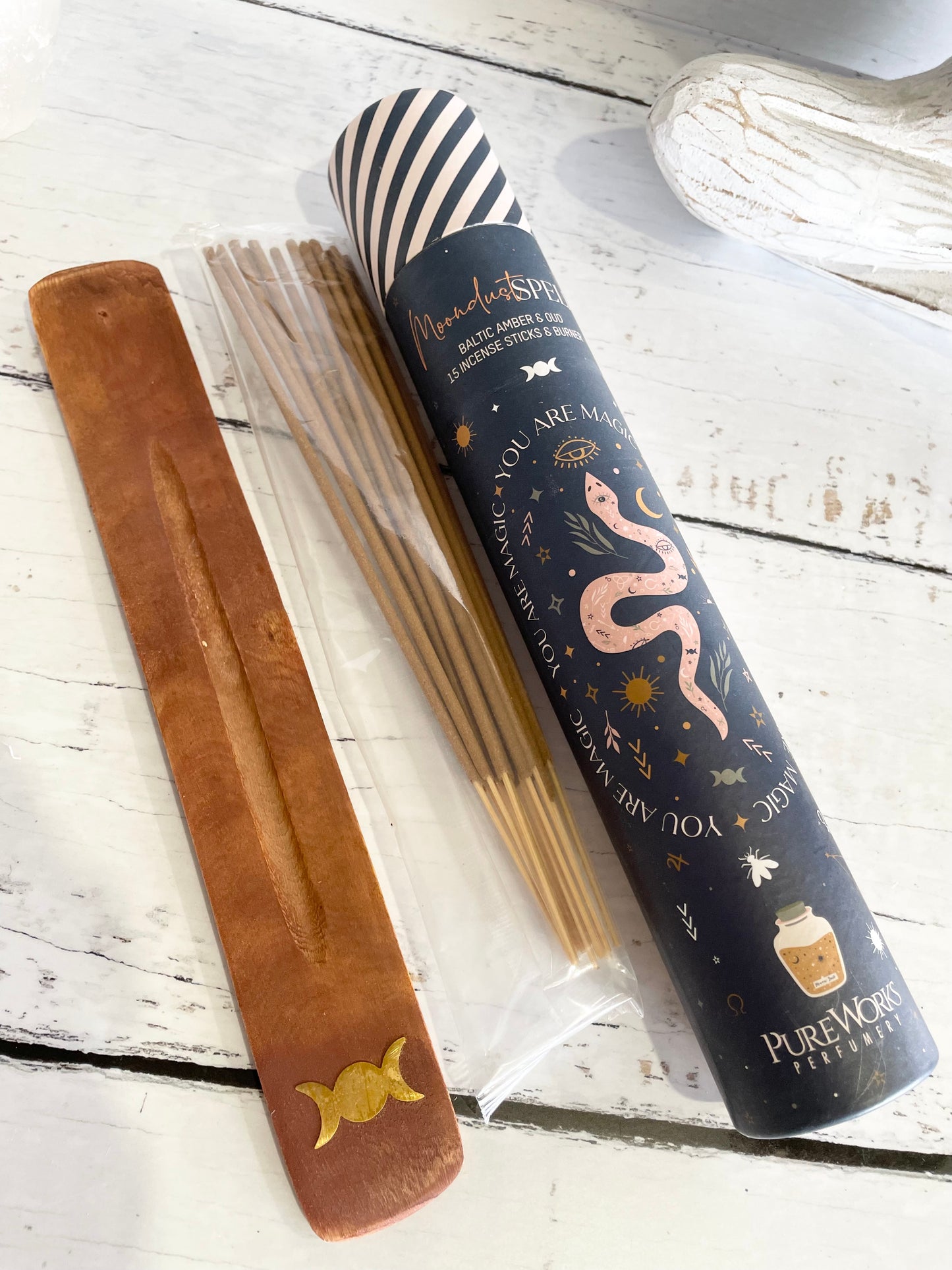 Moondust Spell Incense - includes wooden holder