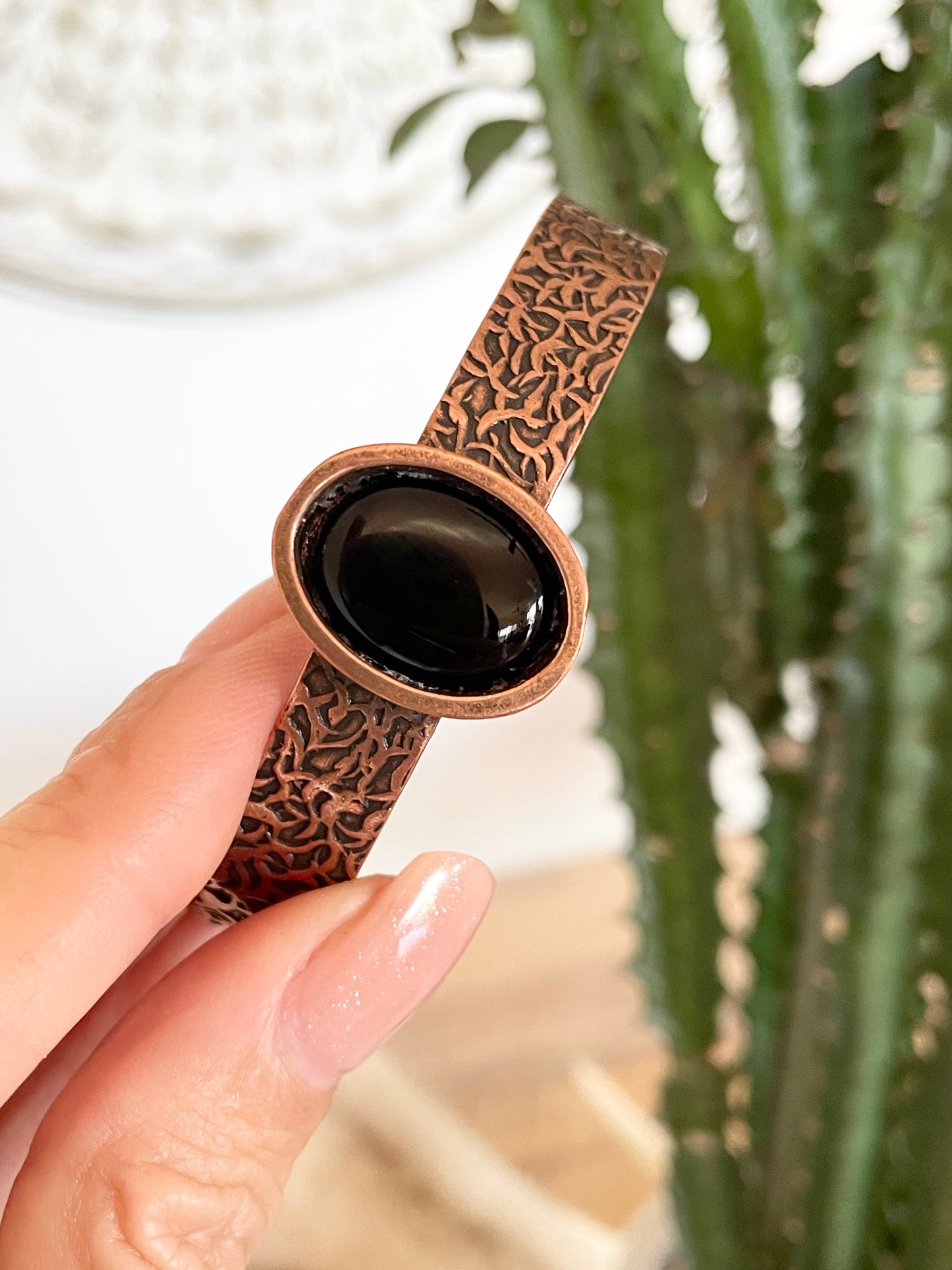 Black Onyx Copper Cuff