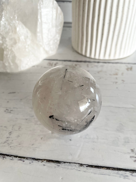 Tourmaline In Quartz Sphere Includes Holder