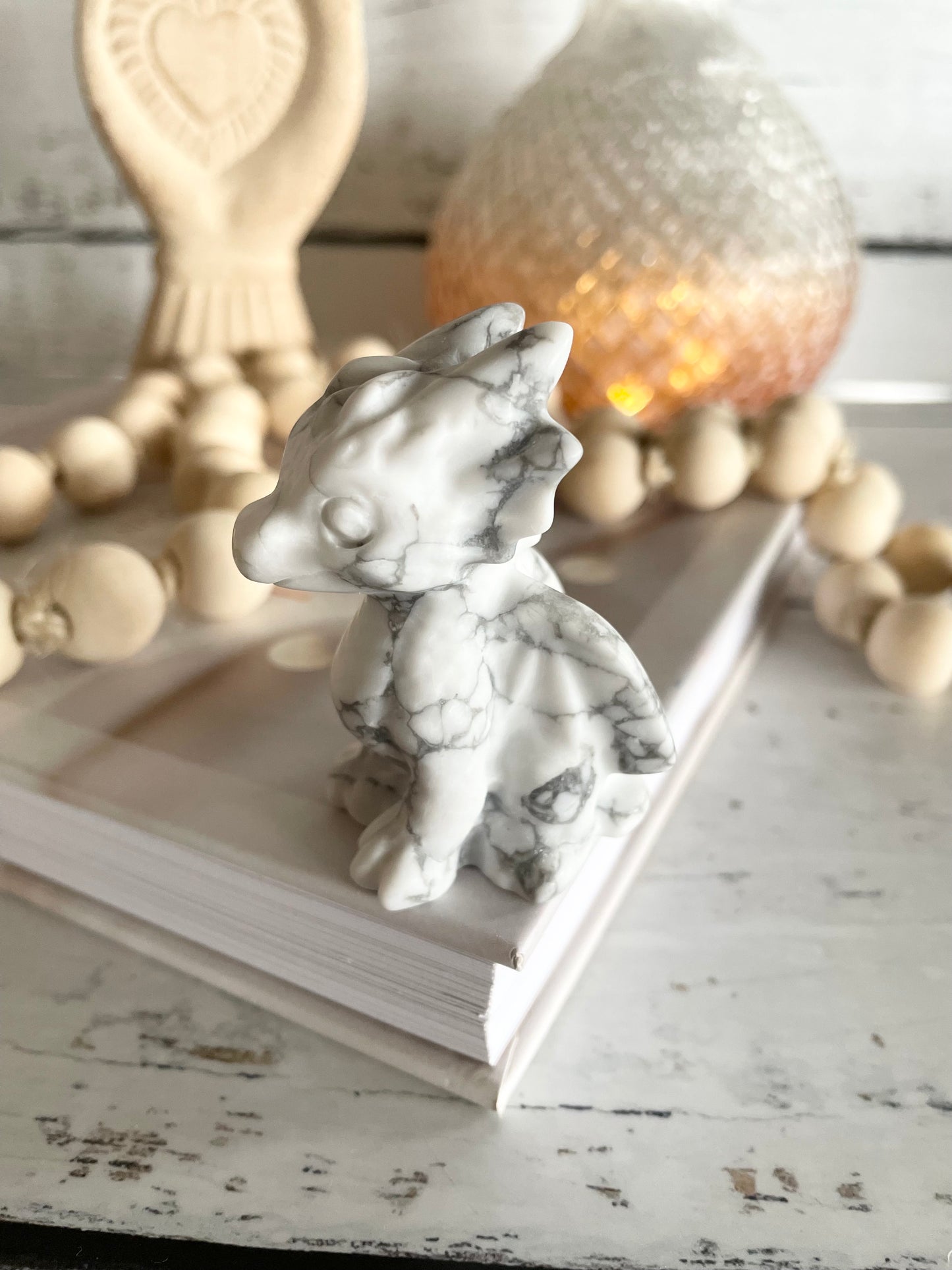 White Howlite Dragon