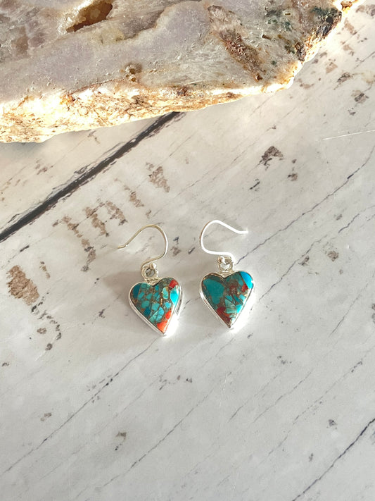 Coral Matrix & Kingman Turquoise Dangles