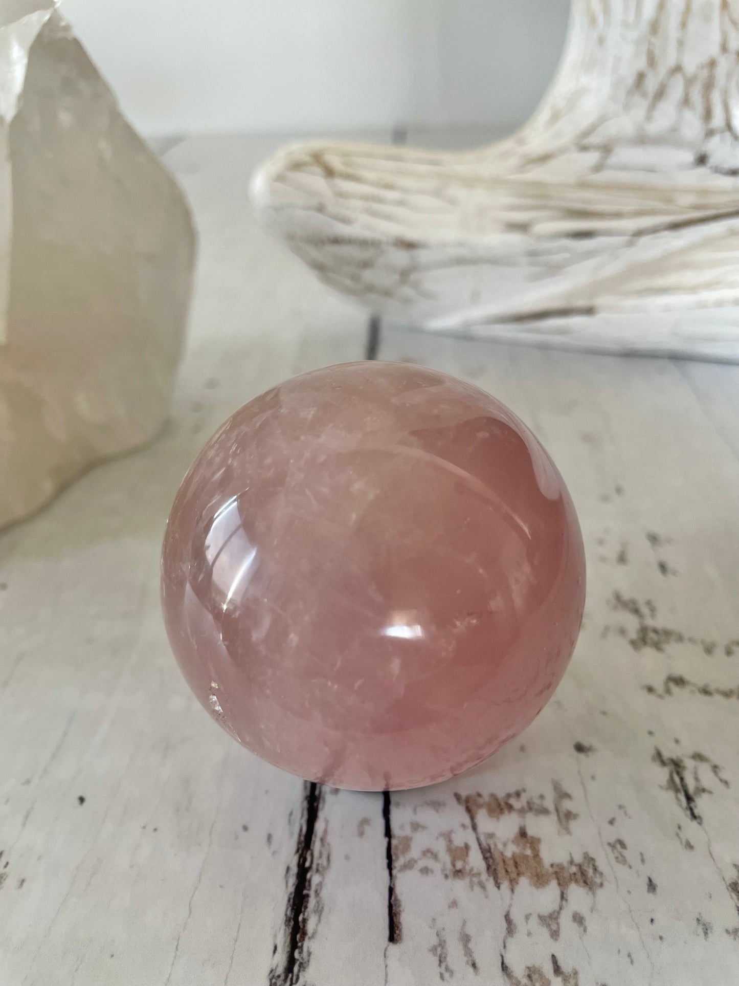 Rose Quartz Sphere Includes wooden holder