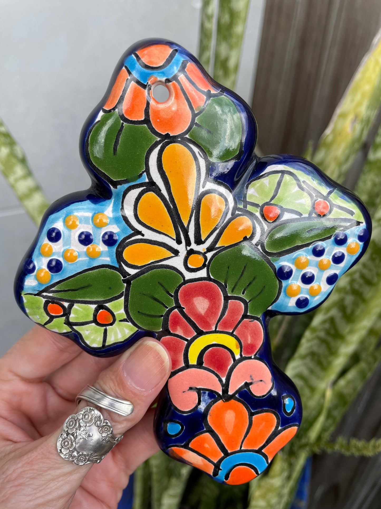 Mexican Talavera Cross ~ Medium