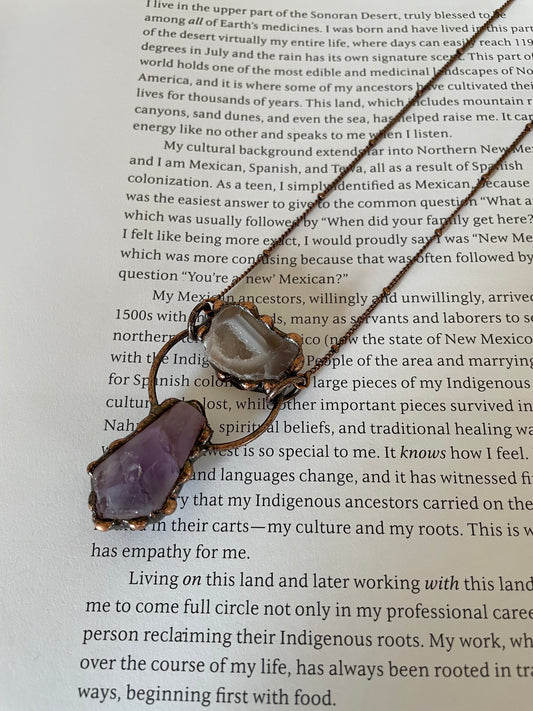 Copper electroplated Necklace ~ Amethyst & Agate