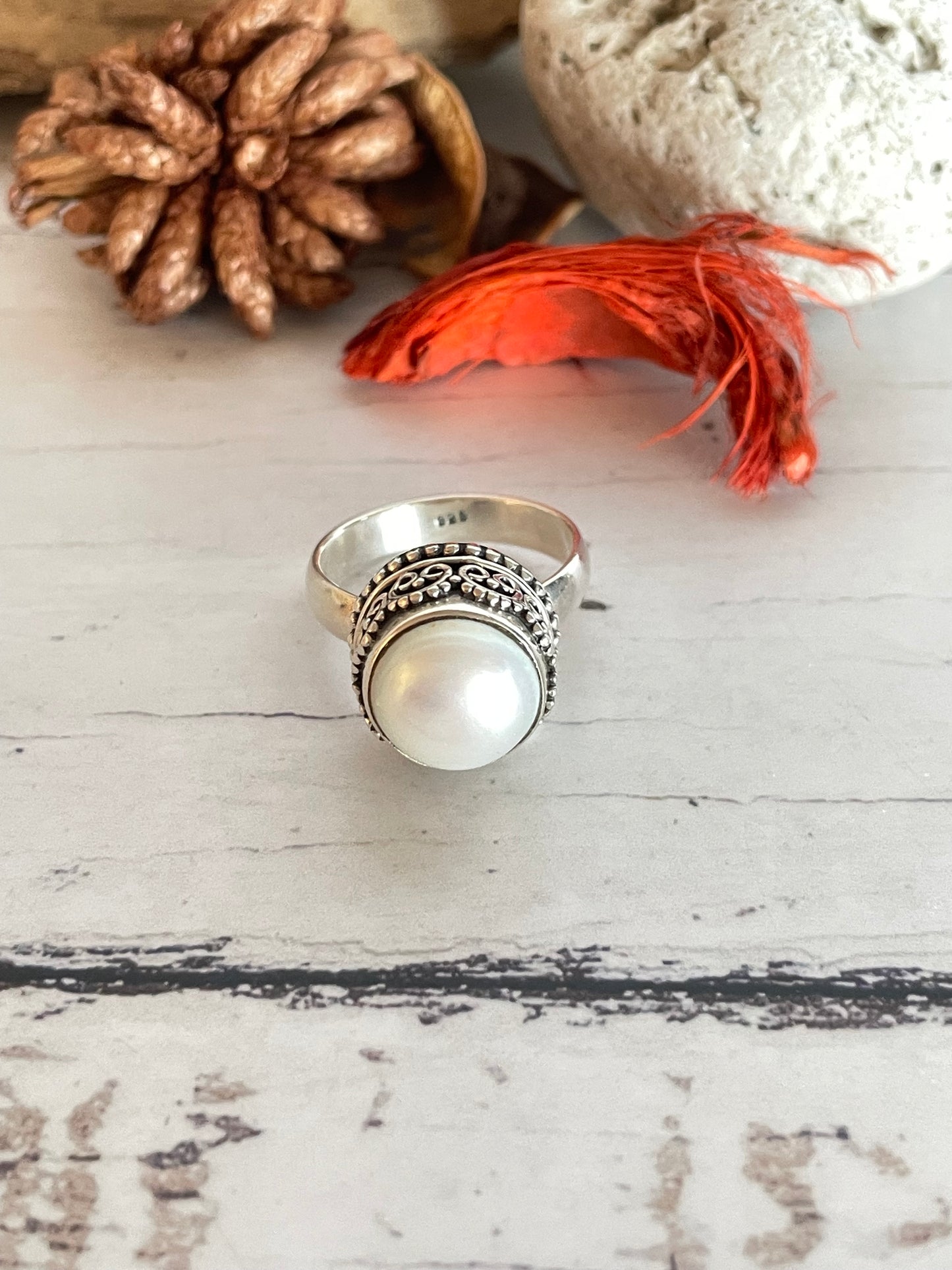 Pearl Silver Fixed Ring