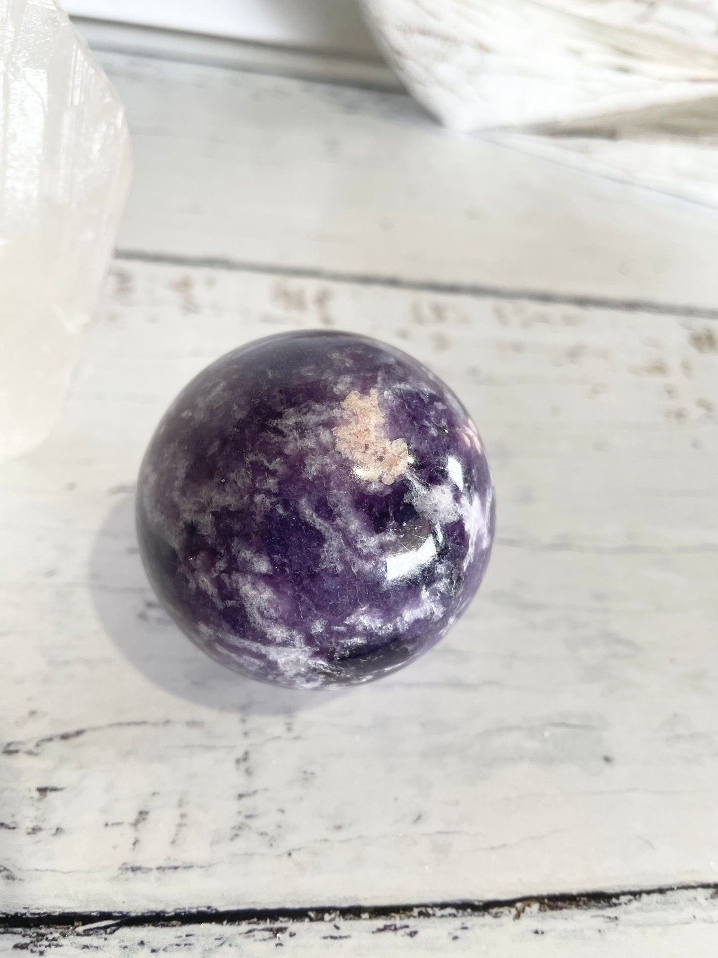 Lepidolite Sphere Includes Holder