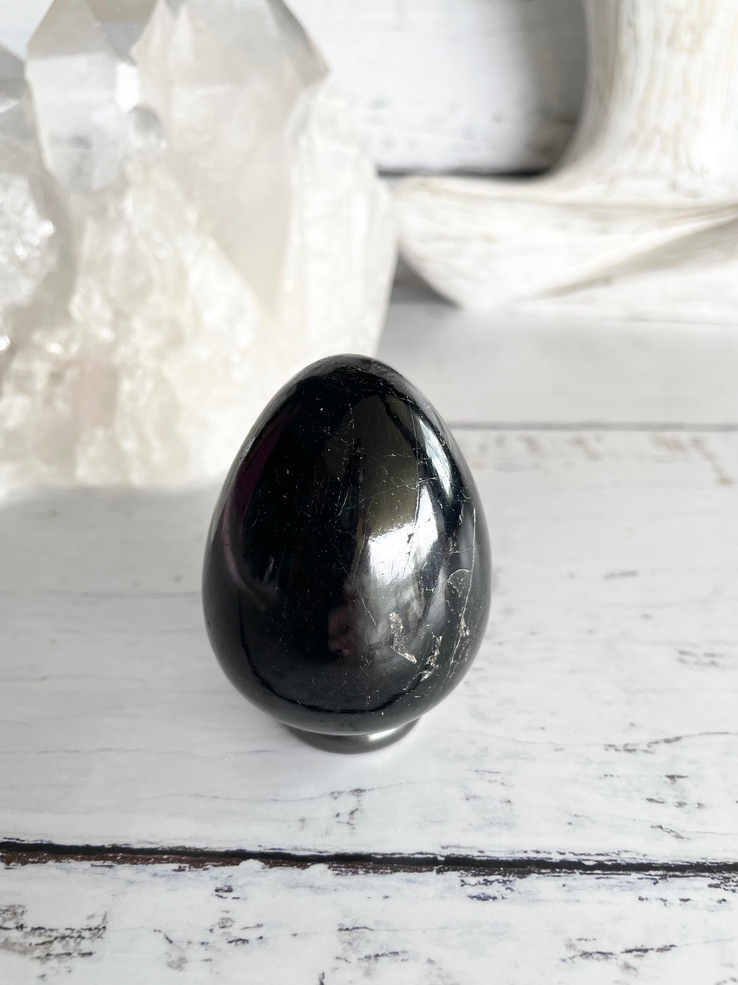 Black Tourmaline Egg with holder