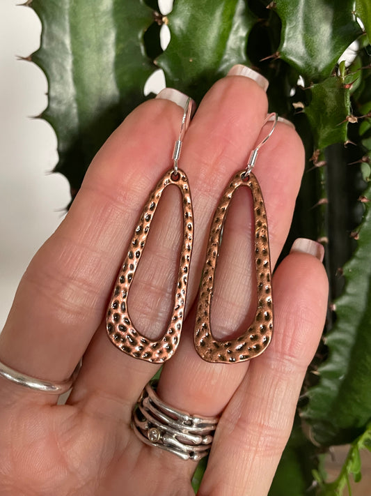 Copper Dangles ~ Hammered Hoop