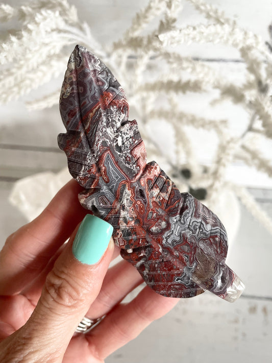 Mexican Crazy Lace Agate feather