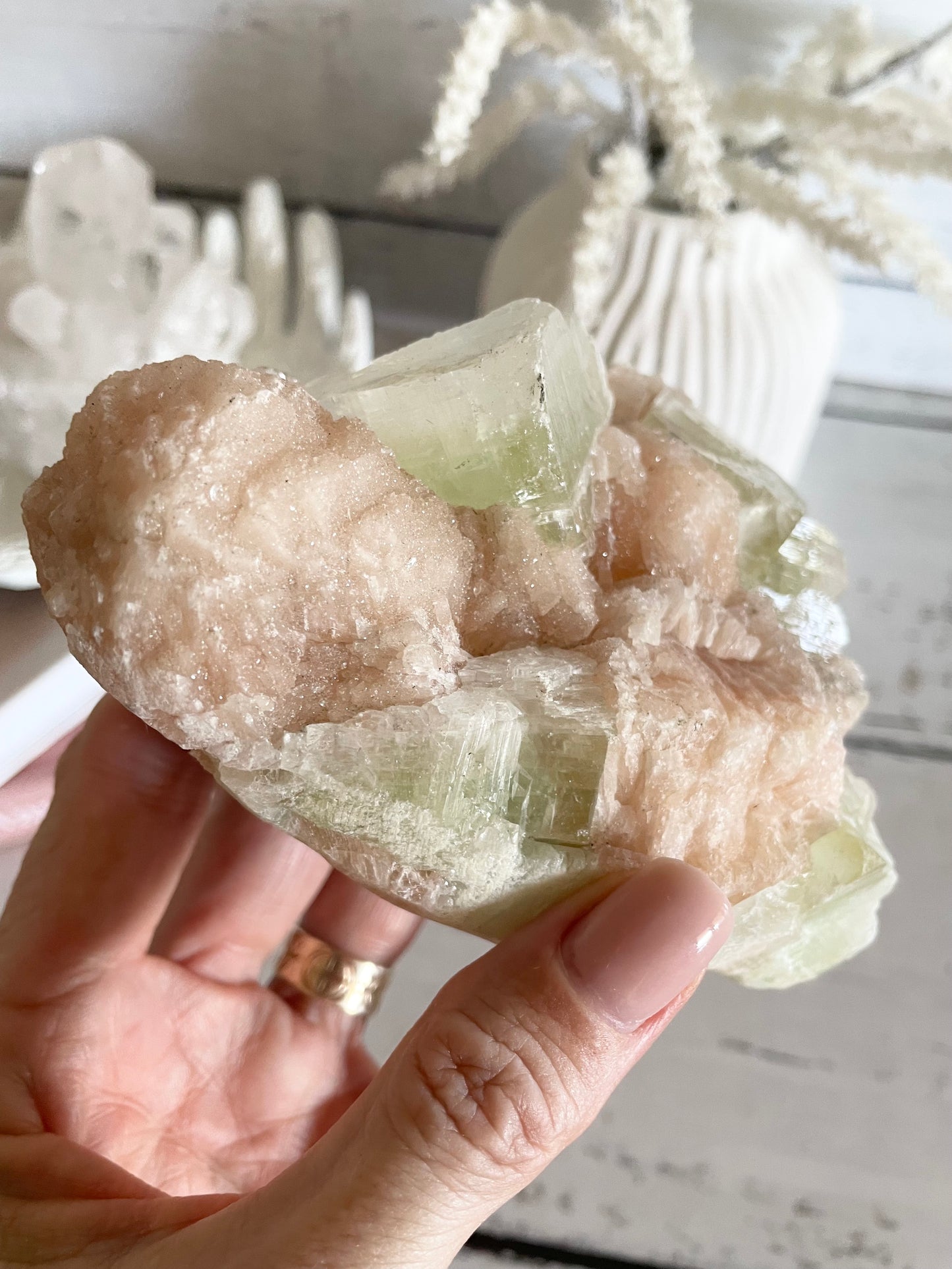 Green Apopyhllite Stilbite Cluster