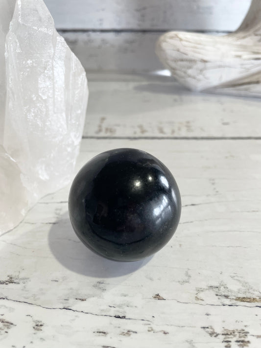 Black Obsidian Sphere includes wooden holder