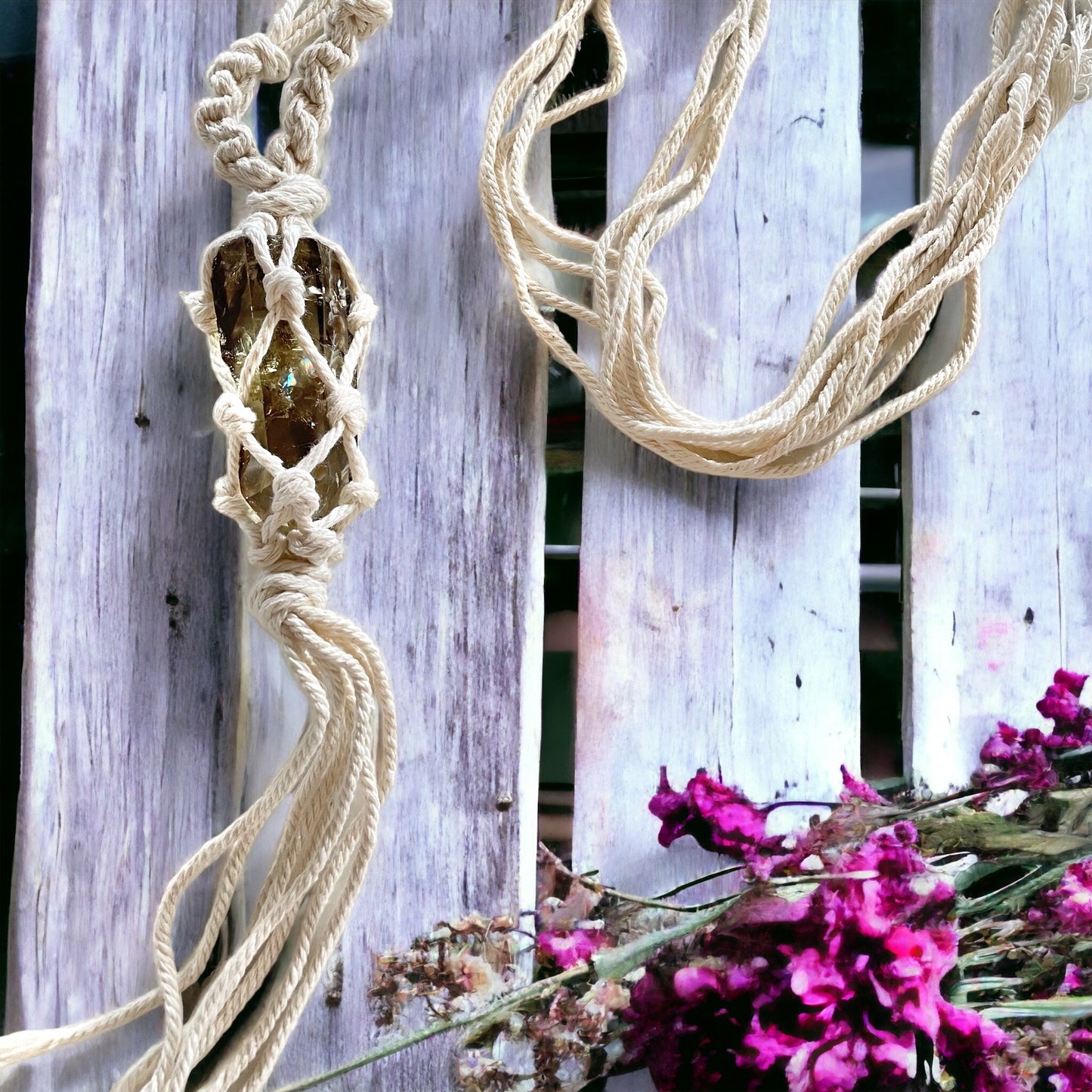 Macrame Hanging ~ Citrine Tower