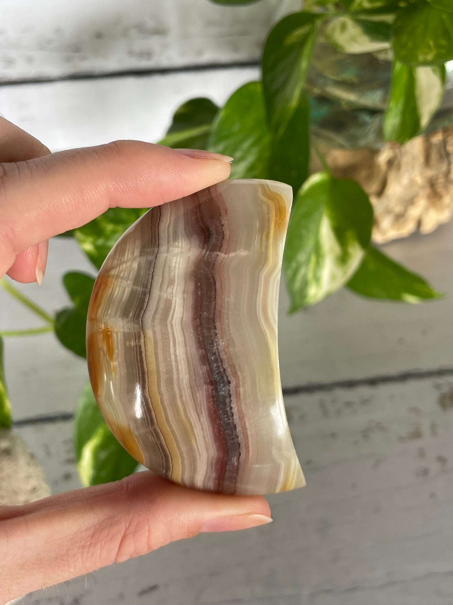 Pink Banded Onyx Moon