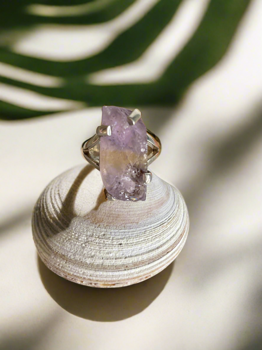 Ametrine Silver Raw Ring ~ size 6