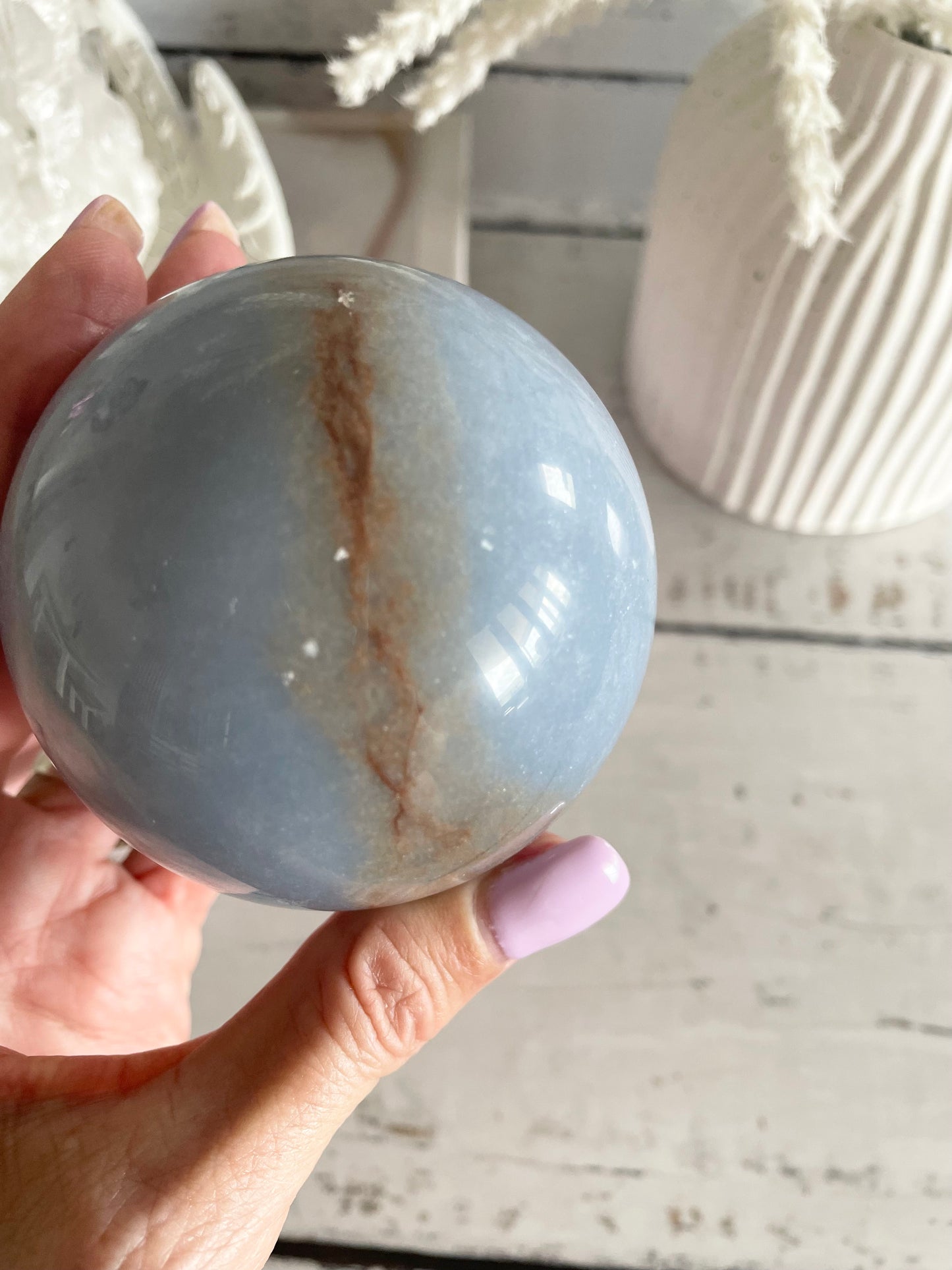 Angelite Sphere Includes Holder