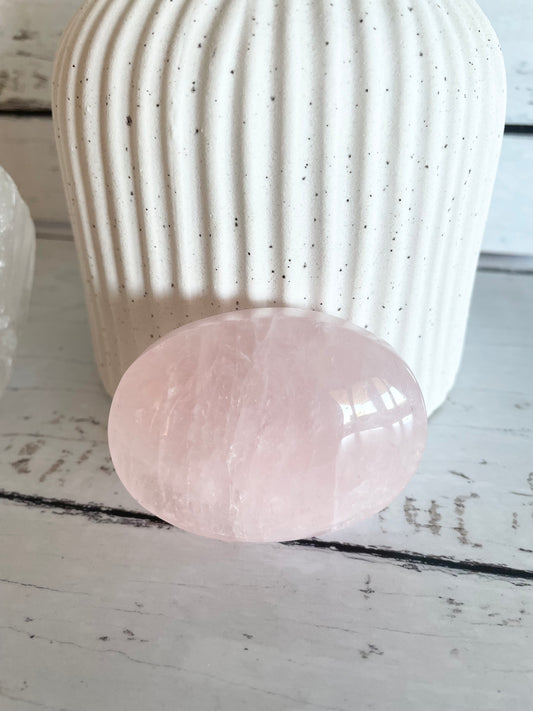 Rose Quartz Pillow Palm Stone