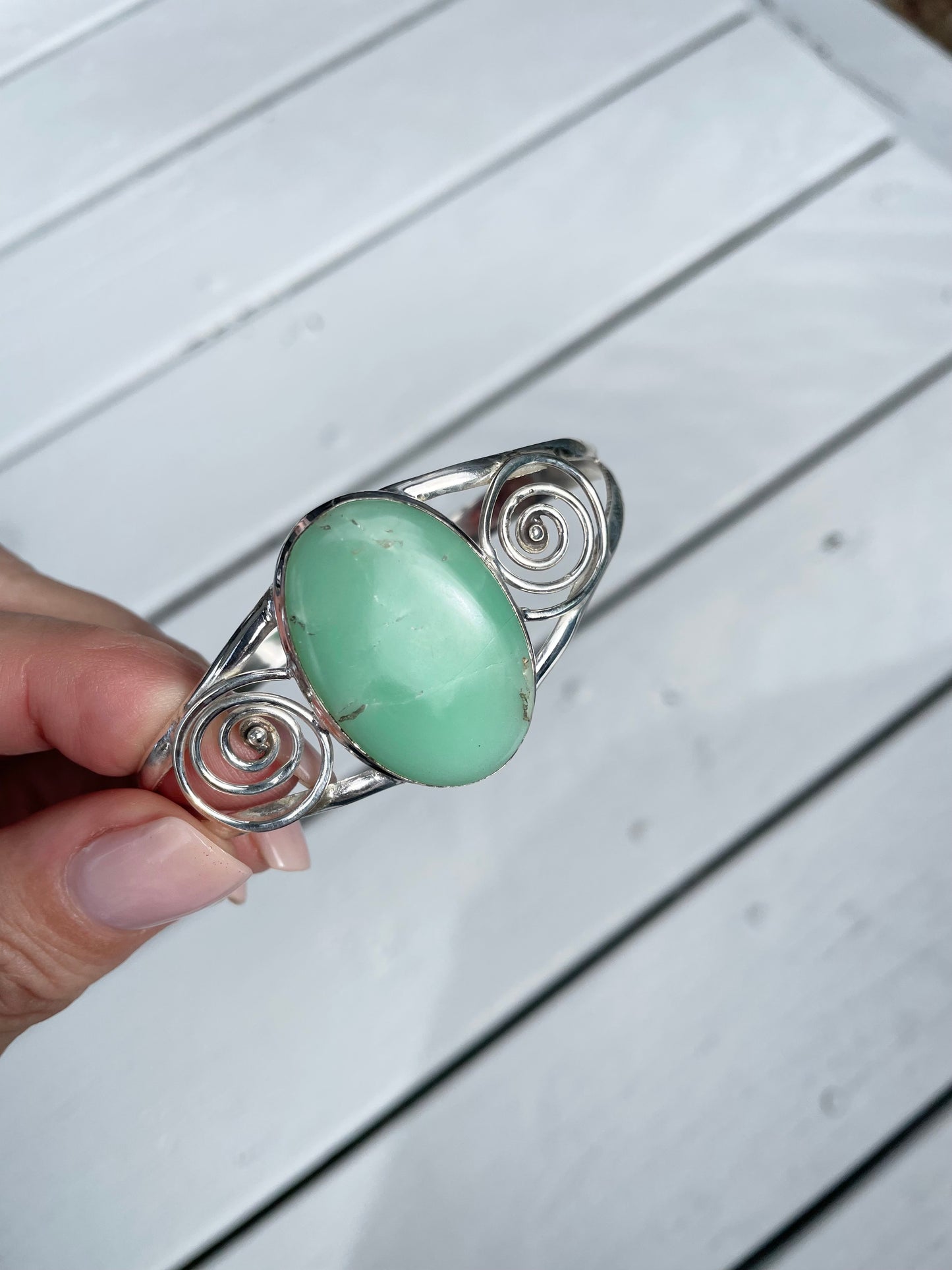 Chrysoprase silver cuff