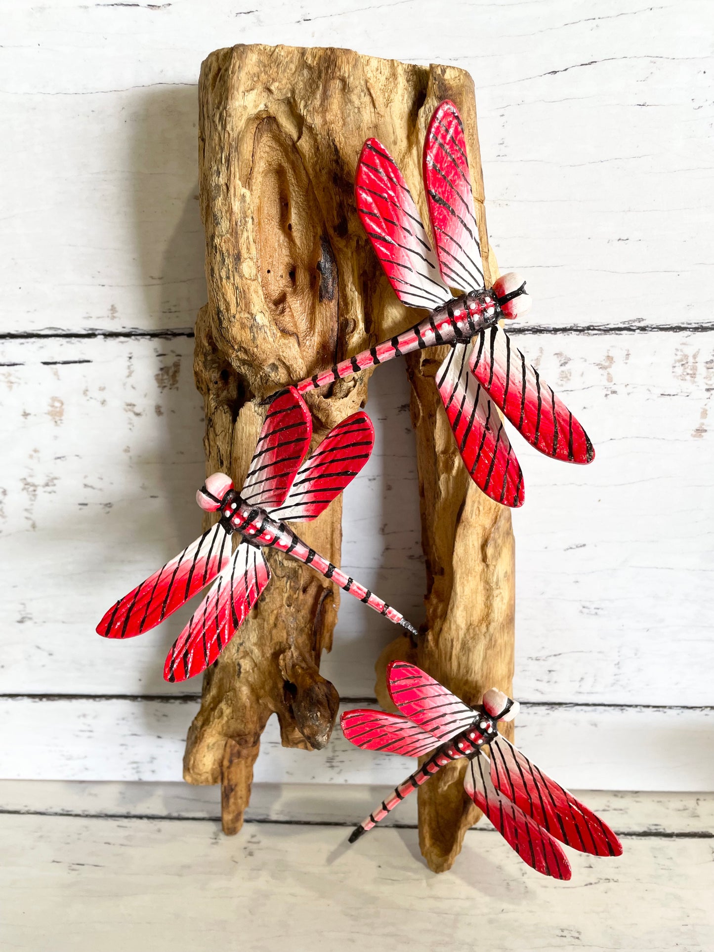 Mango Wood ~ Spirit Dragonfly red/coral