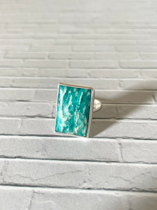 Amazonite Silver Ring ~ size 6