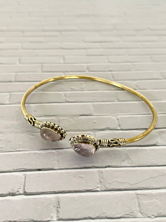 Rose Quartz Brass Cuff ~ adjustable